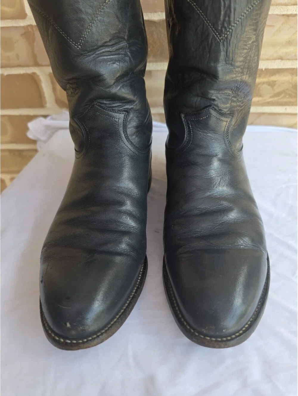Vintage Justin Roper Boots Mens 10.5 D Gray Leather Cowboy Western USA 3025